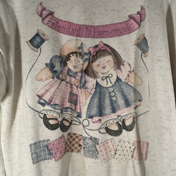 Vintage Tultex Crewneck Sweater “Friendship is Homemade” Doll Women’s‎ XL - Picture 4 of 8